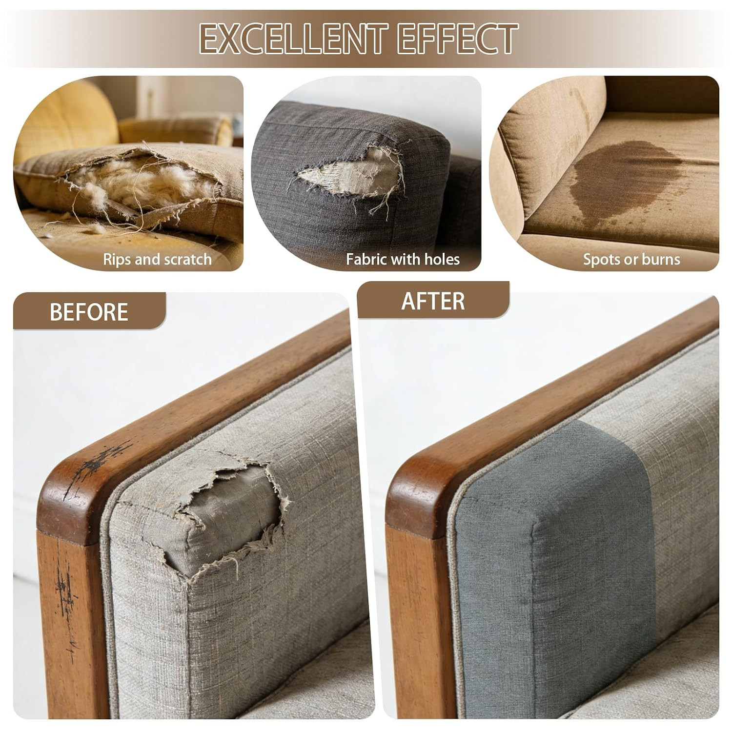Linen Repair Tape Self-Adhesive Fabric Repair Patch for Repairing Couch Sofas He