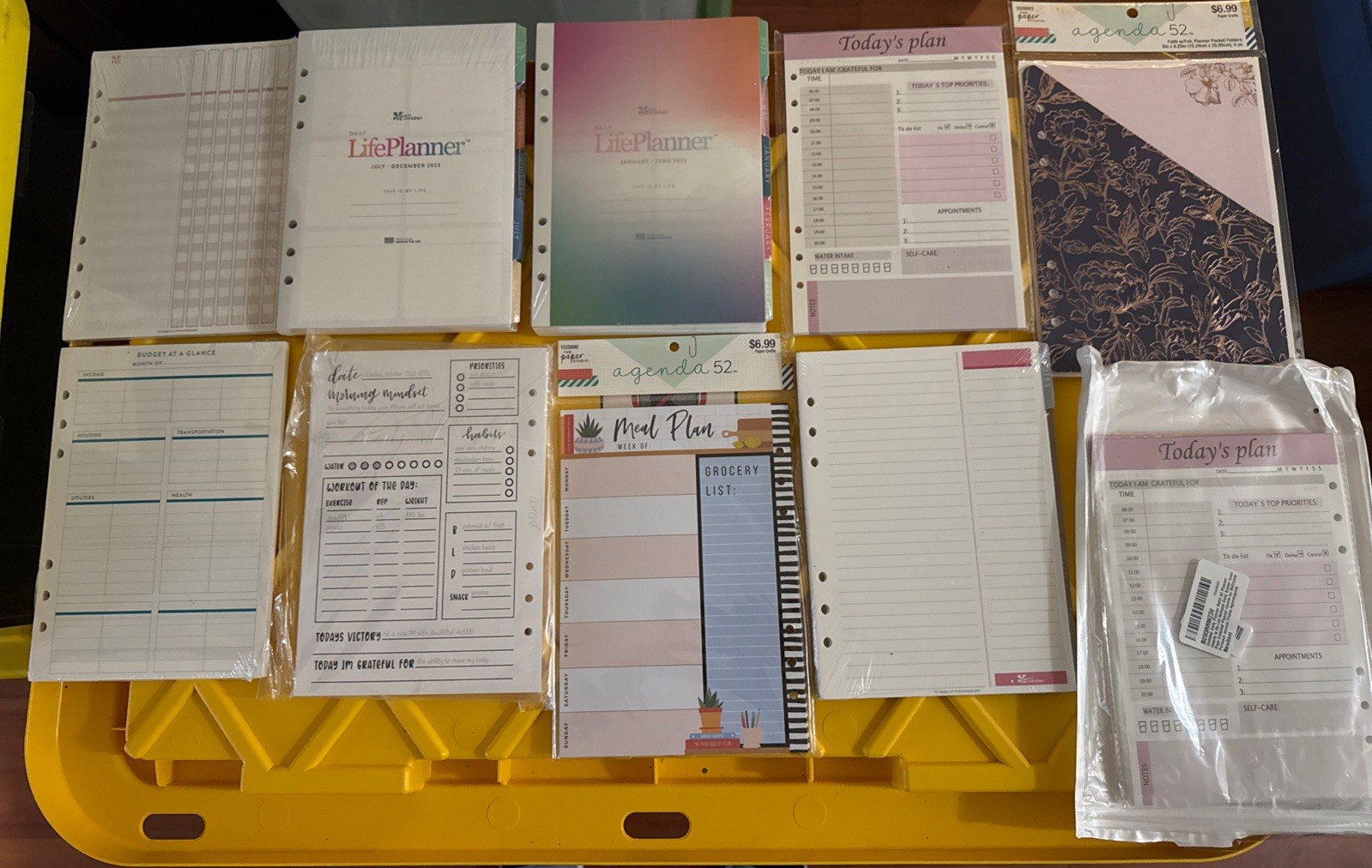 an Erin Condren planner kit containing colorful LifePlanner pages and organizer