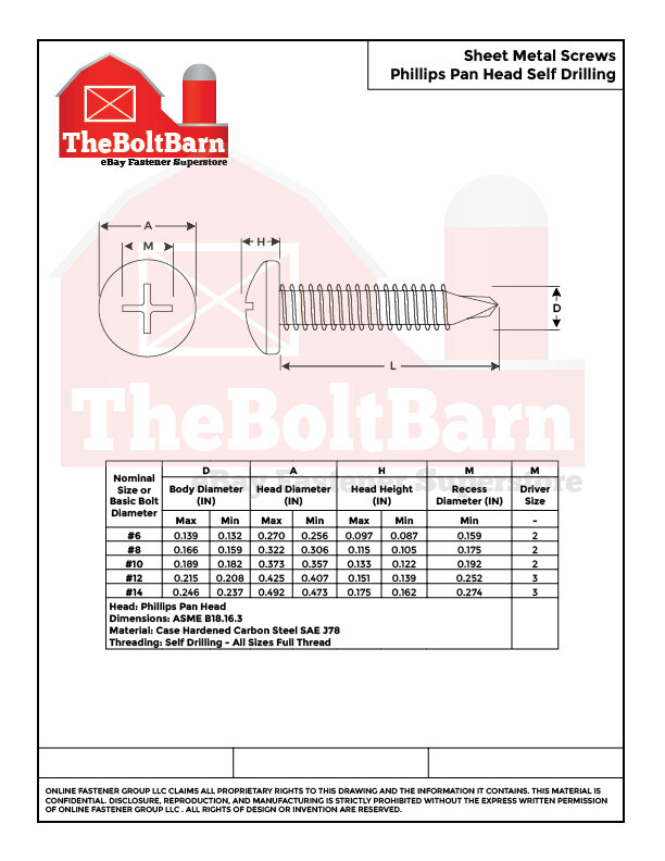 #10 Phillips Pan Head Self Drilling Sheet Metal Screws Zinc (Pick Length & Qty)