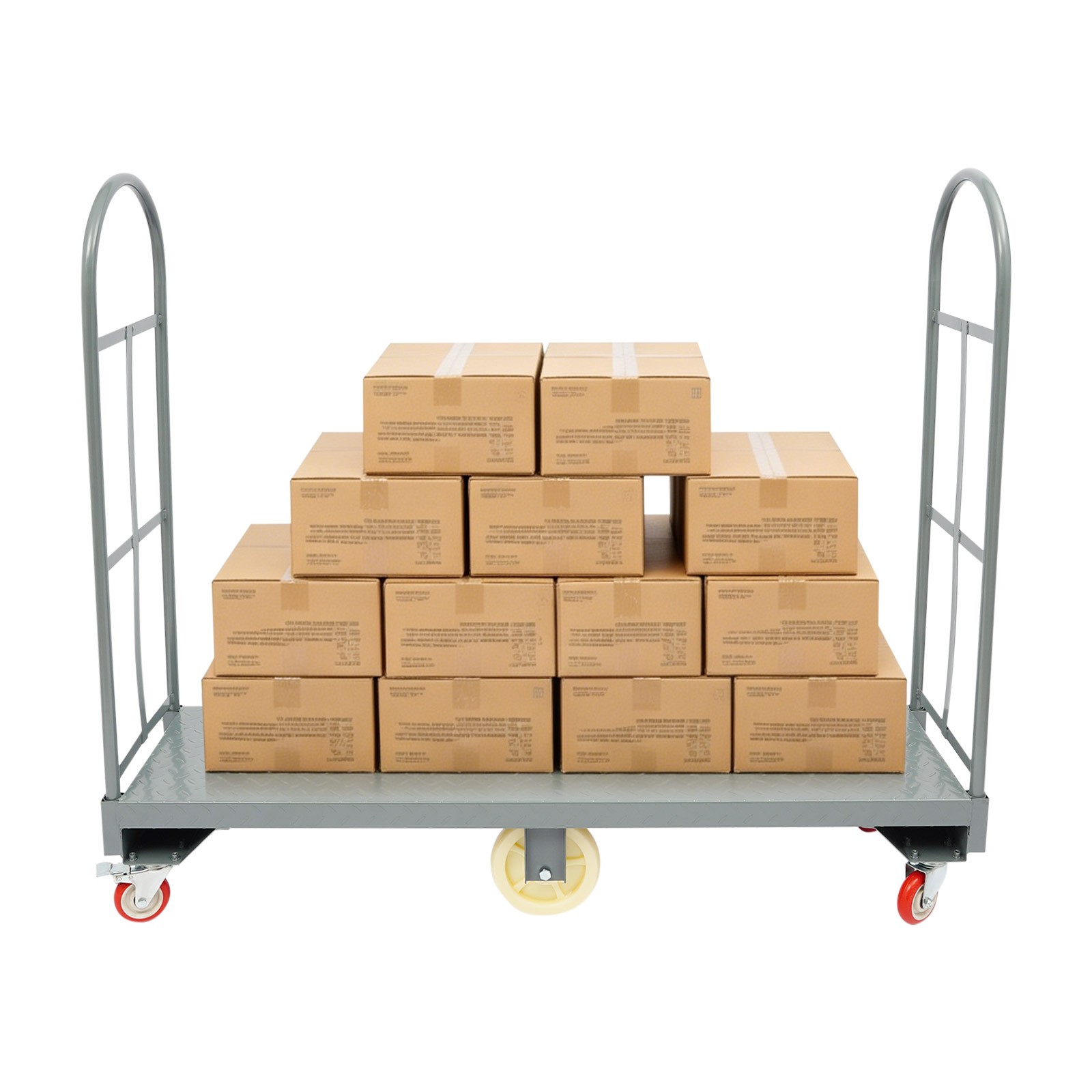 Q235 Steel U-boat Platform Dolly Warehouse Shipping Manual Cart Load 2000lb Grey