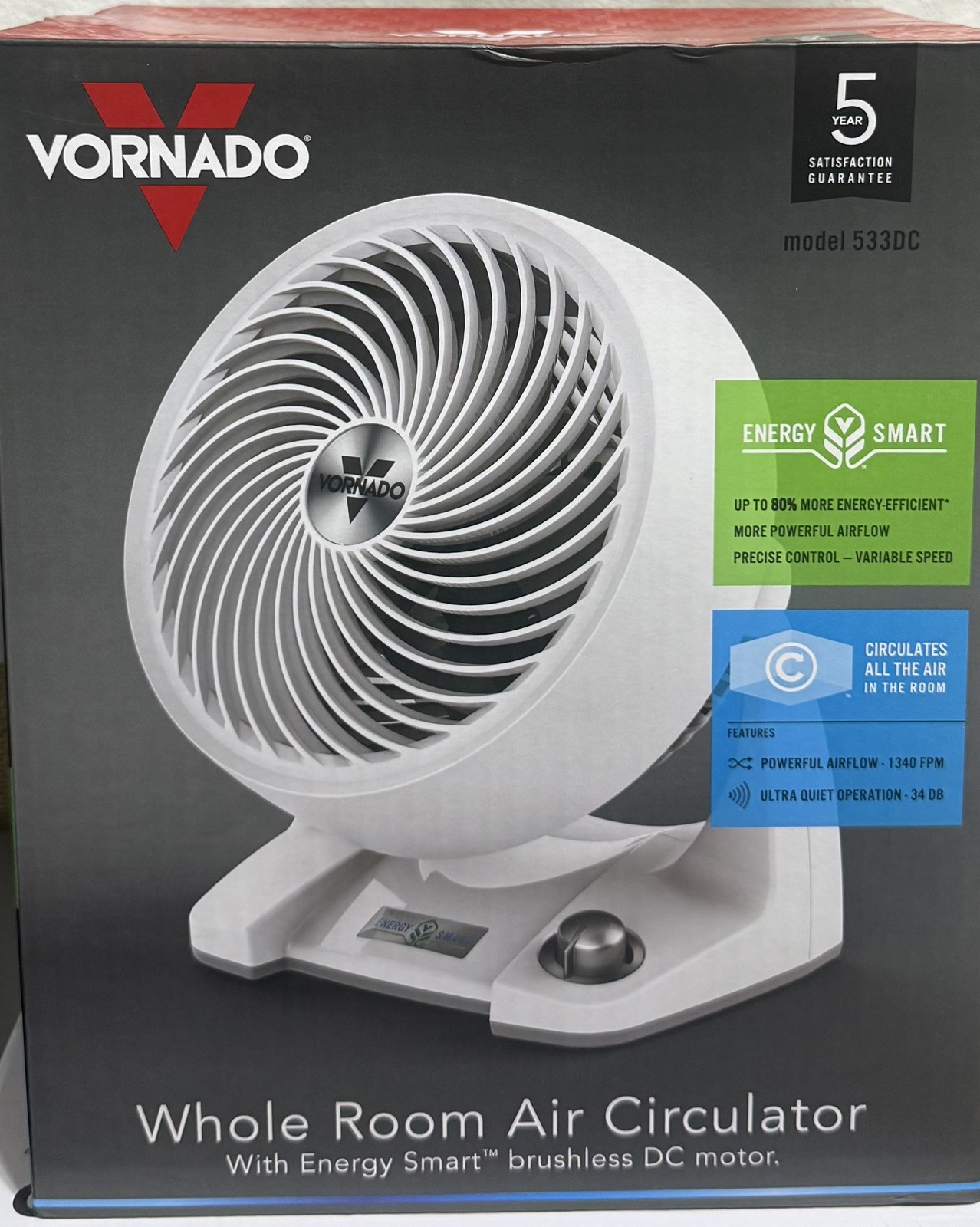 Vornado 533Dc Air Circulator 24V 358 Cfm White Energy Smart Small
