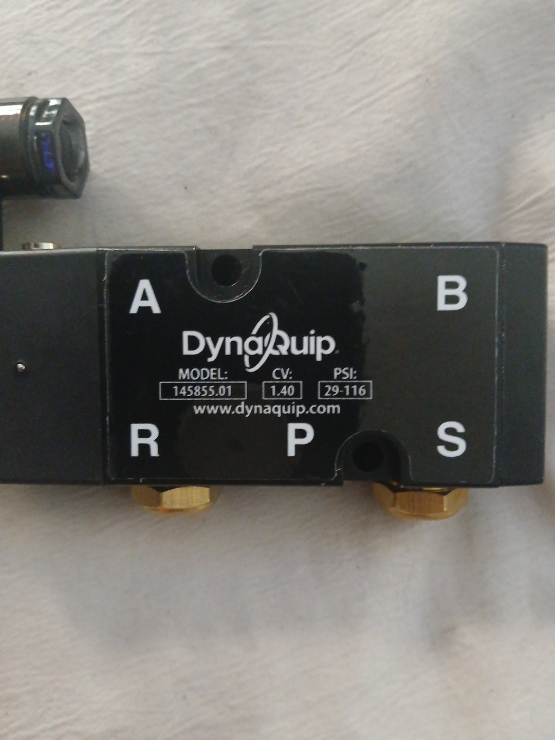 Dynaquip Model: 145855.01 Cv: 1.40 Psi: 29.116 50Hz 6.0VA AC110v 60Hz 4.5 VA Amp