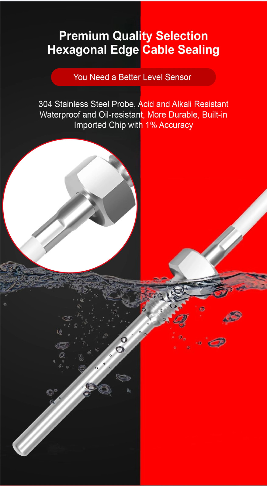 Temperature Sensor Probe NTC 0K/50K/100K M8 Thread SS -50~200°C Fast Response