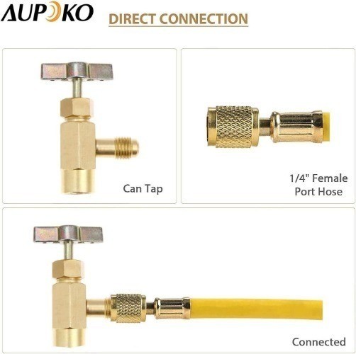 Can Tap Valve Dispenser with Tank Adapter and Valve Core R Size: R134A Can Tap