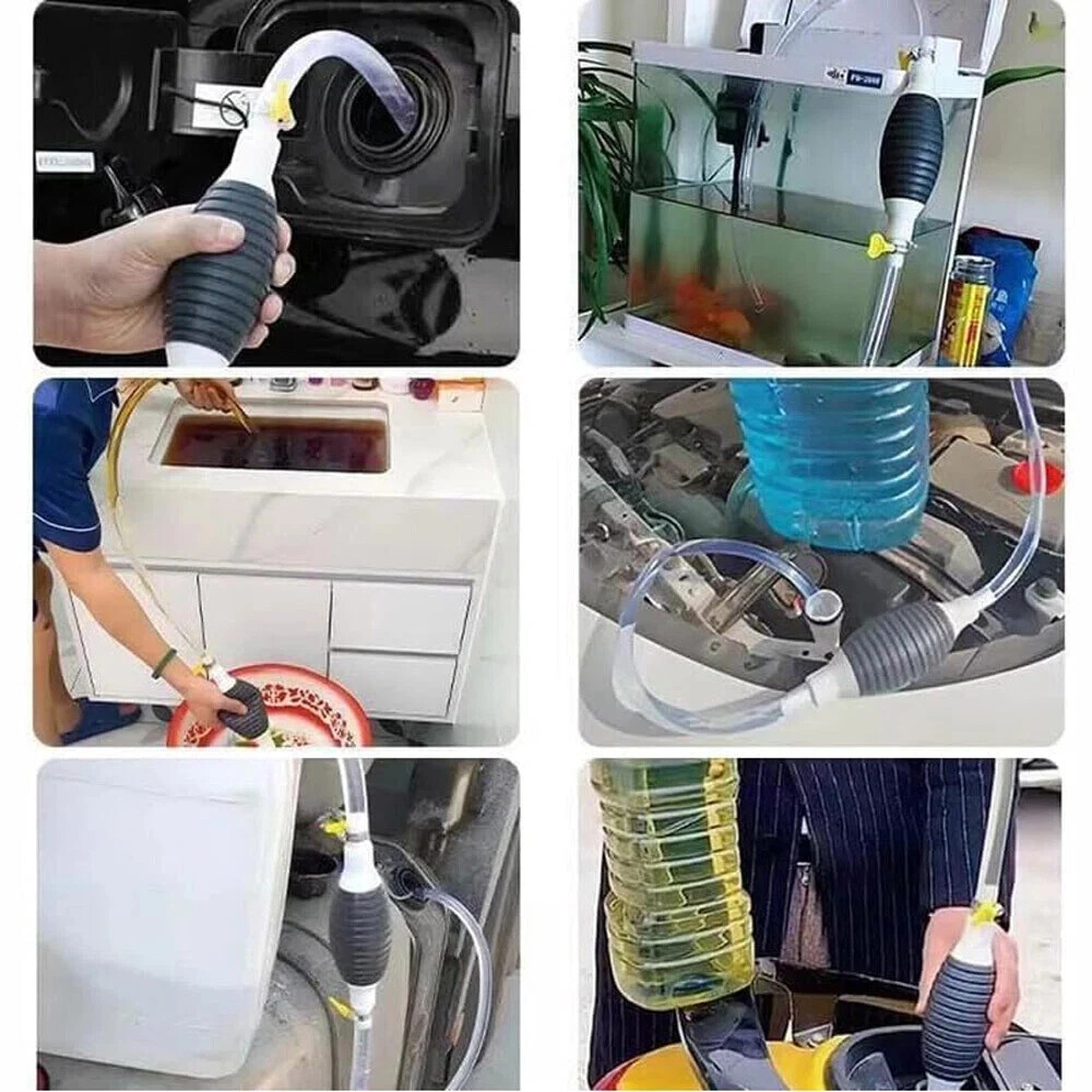 Siphon Hose Hand Pump Portable Manual Car Fuel Transfer for Gas Gasoline Petrol