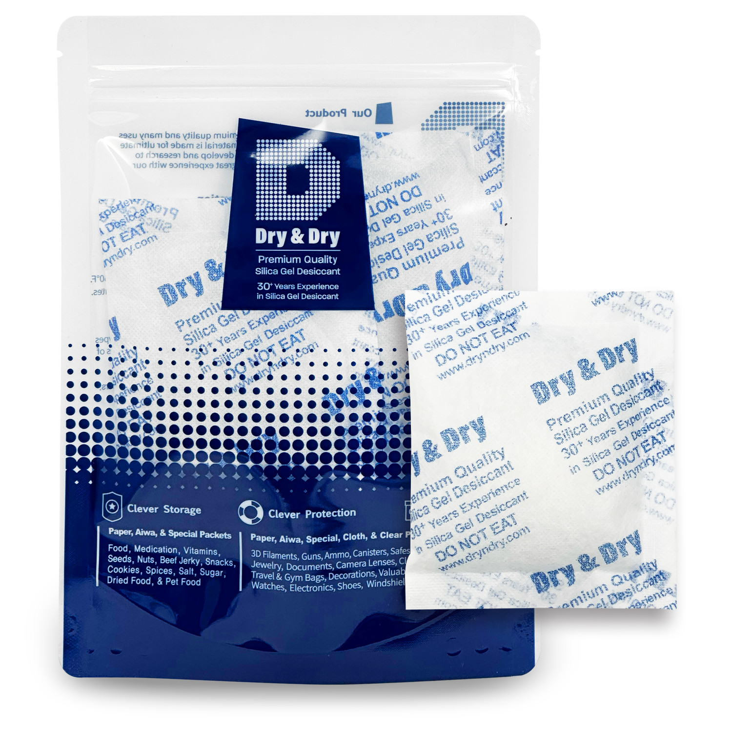 50 gram X 5 PK “Dry & Dry” High Quality Pure Reusable Silica Gel Desiccant