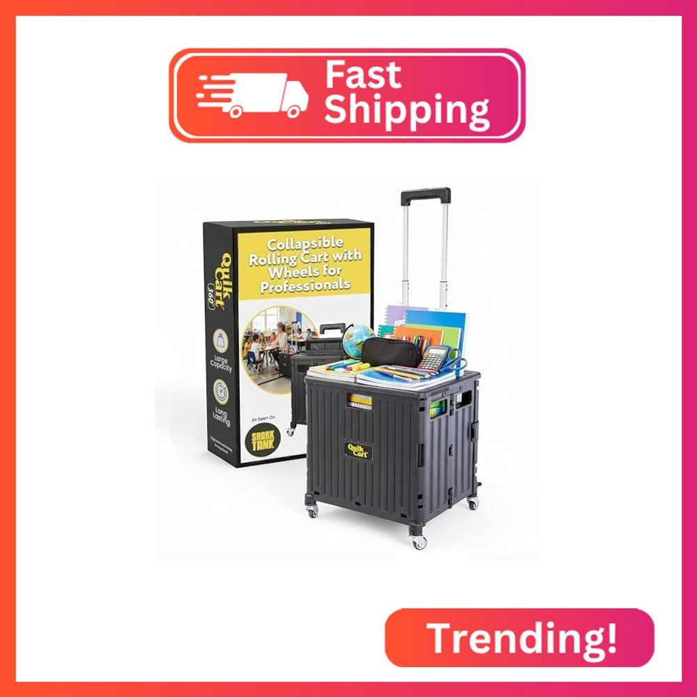 dbest Products Quik Cart 360 Collapsible Rolling Crate on Wheels – Black
