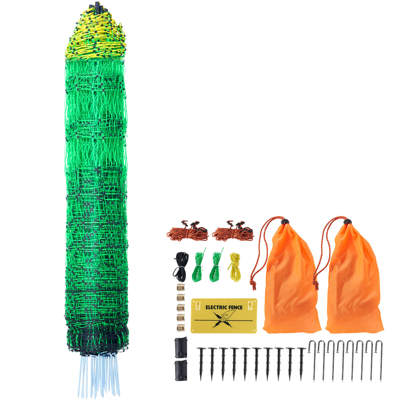 VEVOR Electric Netting Fence Kit PE Net Fencing 48″H x 168’L with Posts Spikes