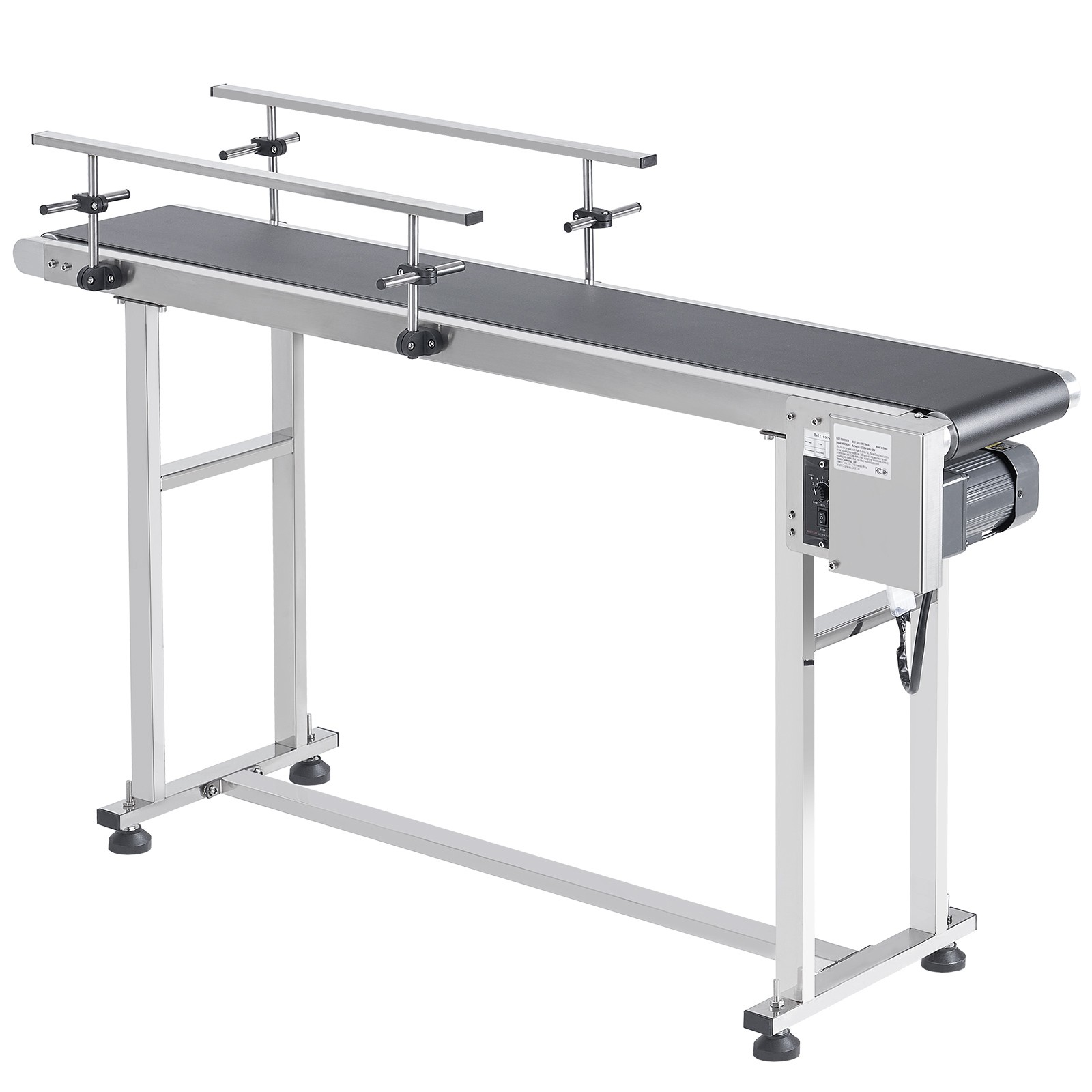 VEVOR Belt Conveyor PVC Stainless Steel Belt Conveyor 59″x7.8″ Double Guardrail
