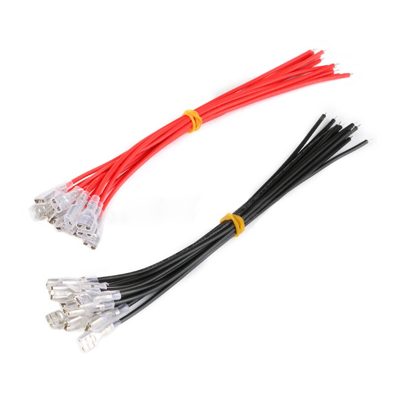 4.8mm 6.3mm Terminals Wiring Connectors Black Red 10 or 20cm Single Head + Cover