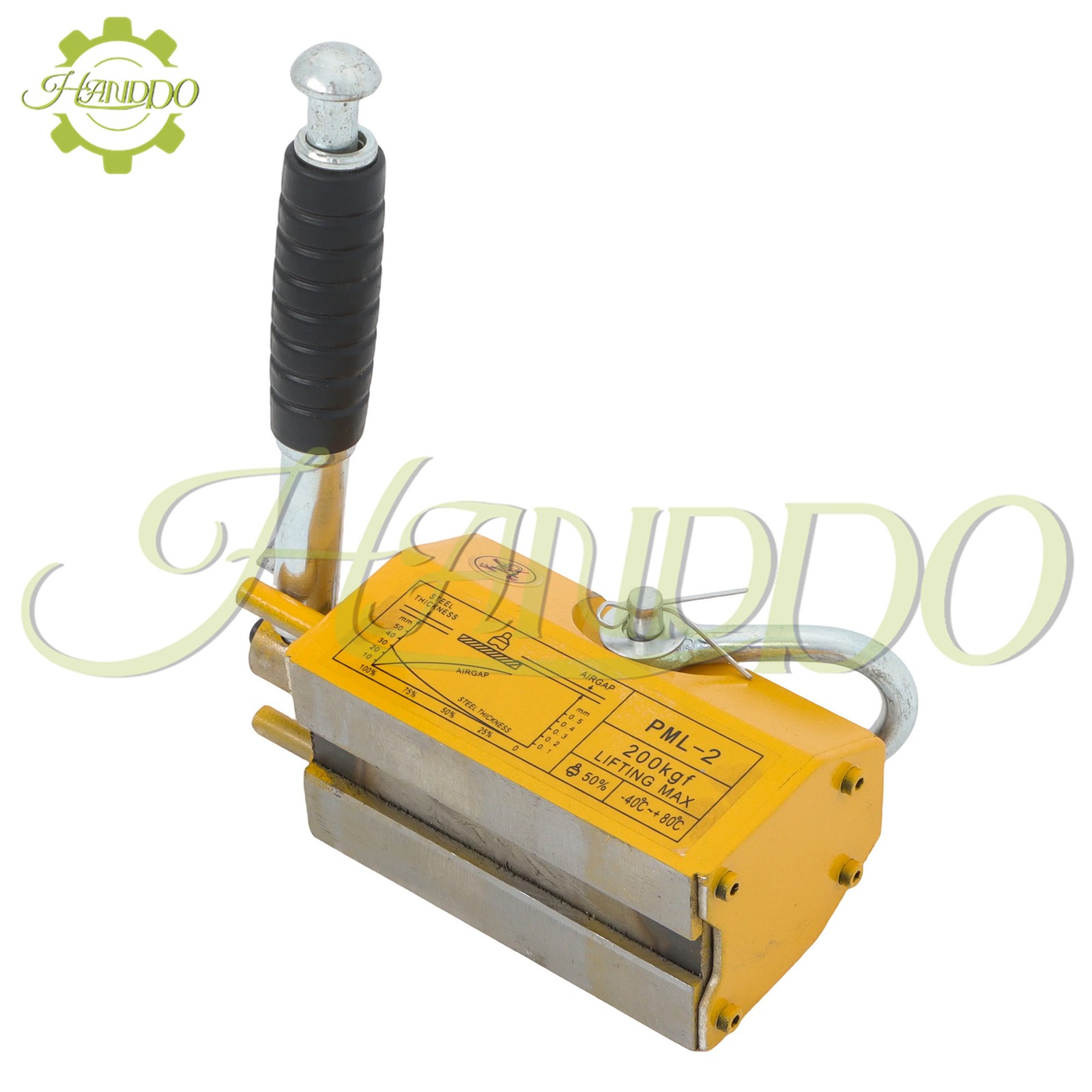 Permanent Magnetic Lifter Lifting Magnet 440 lbs/200 kg 2.5 Safety Factor Yellow