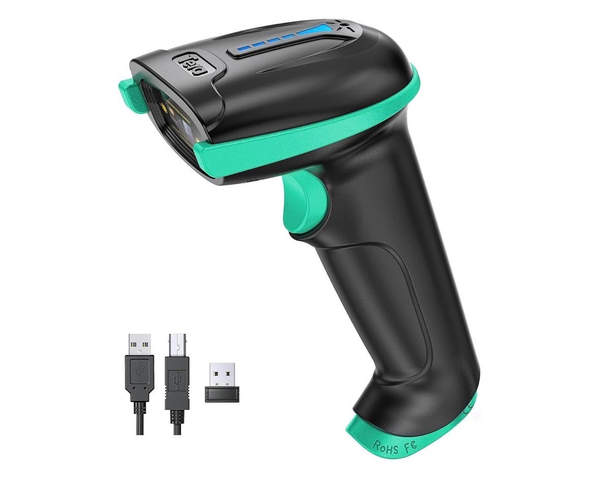 Tera Barcode Scanner Wireless 1D Laser Cordless Barcode Reader USB 5100 Teal