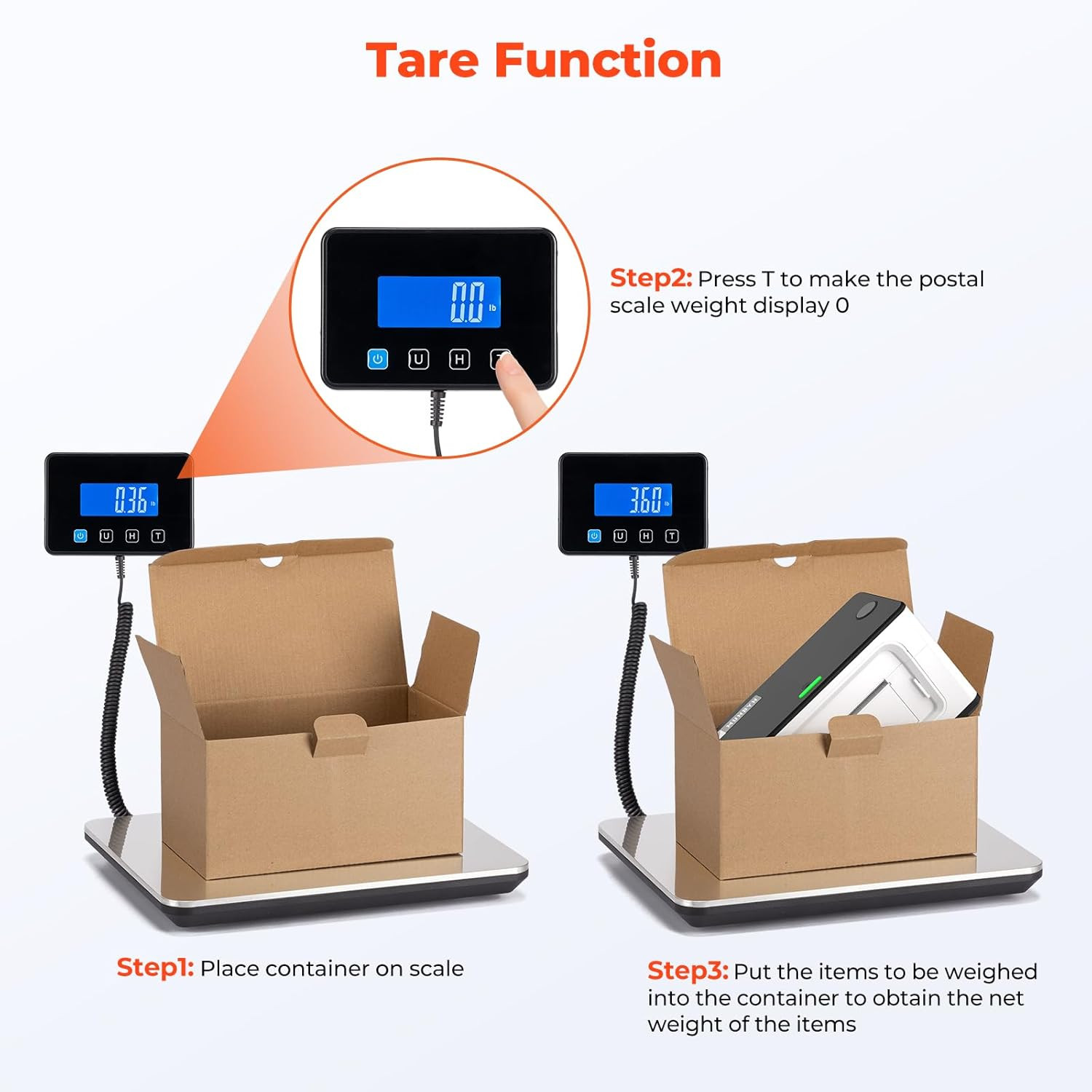 MUNBYN Shipping Scale, 440Lb/1.8Oz Digital Postal Scale for Packages with Hold/T