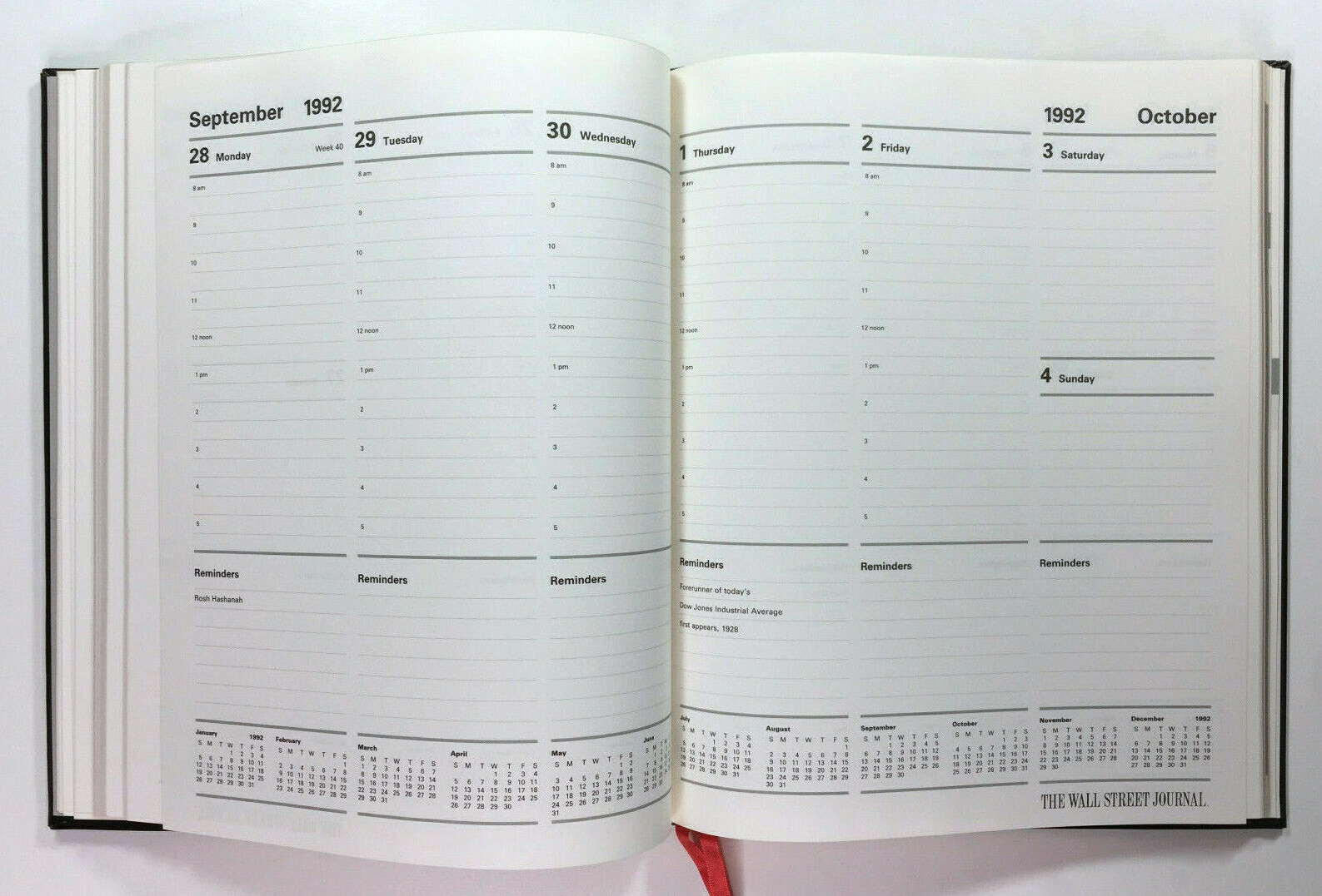 1992 The Wall Street Journal Executive Desk Diary Unused Letts Of London Leather