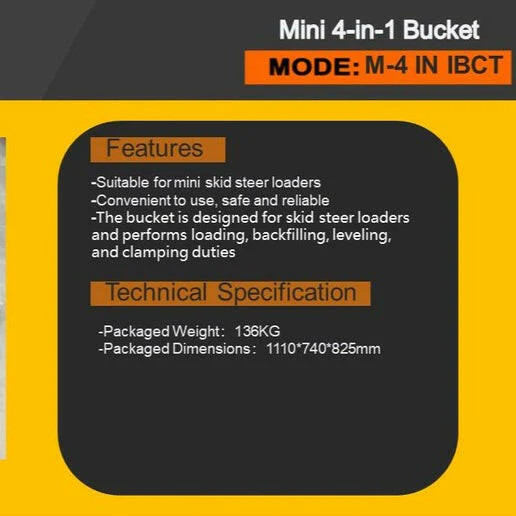 43″ 4-in-1 Combo Bucket Mini Skid Steer | AGT-M-4IN1BUCKET
