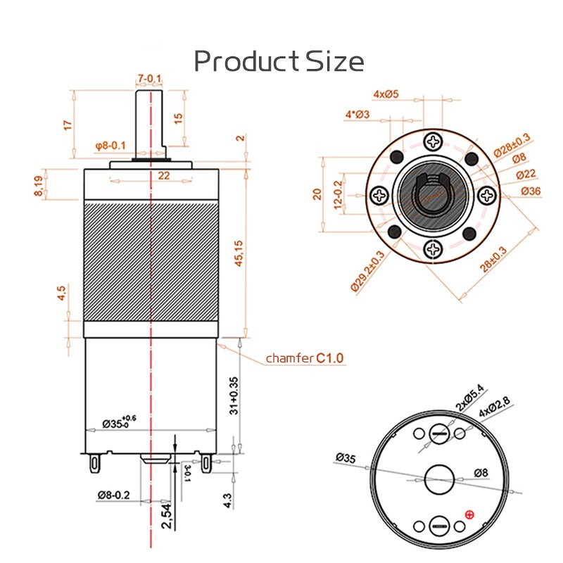 Planetary Reduction Brushed Motor DC12V24V High Torque 36GP-3530 With Controller