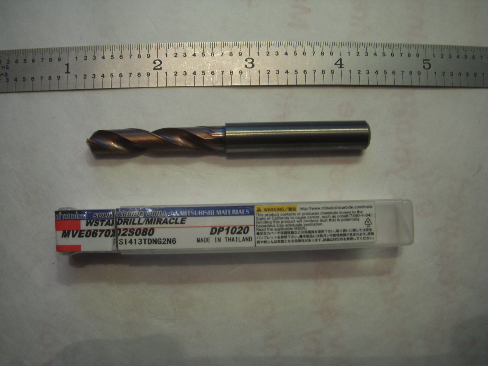 NEW MITSUBISHI 3XD CARBIDE DRILL 8MM SH. X 6.70MM CUT DIA. X 74MM OAL VP15TF