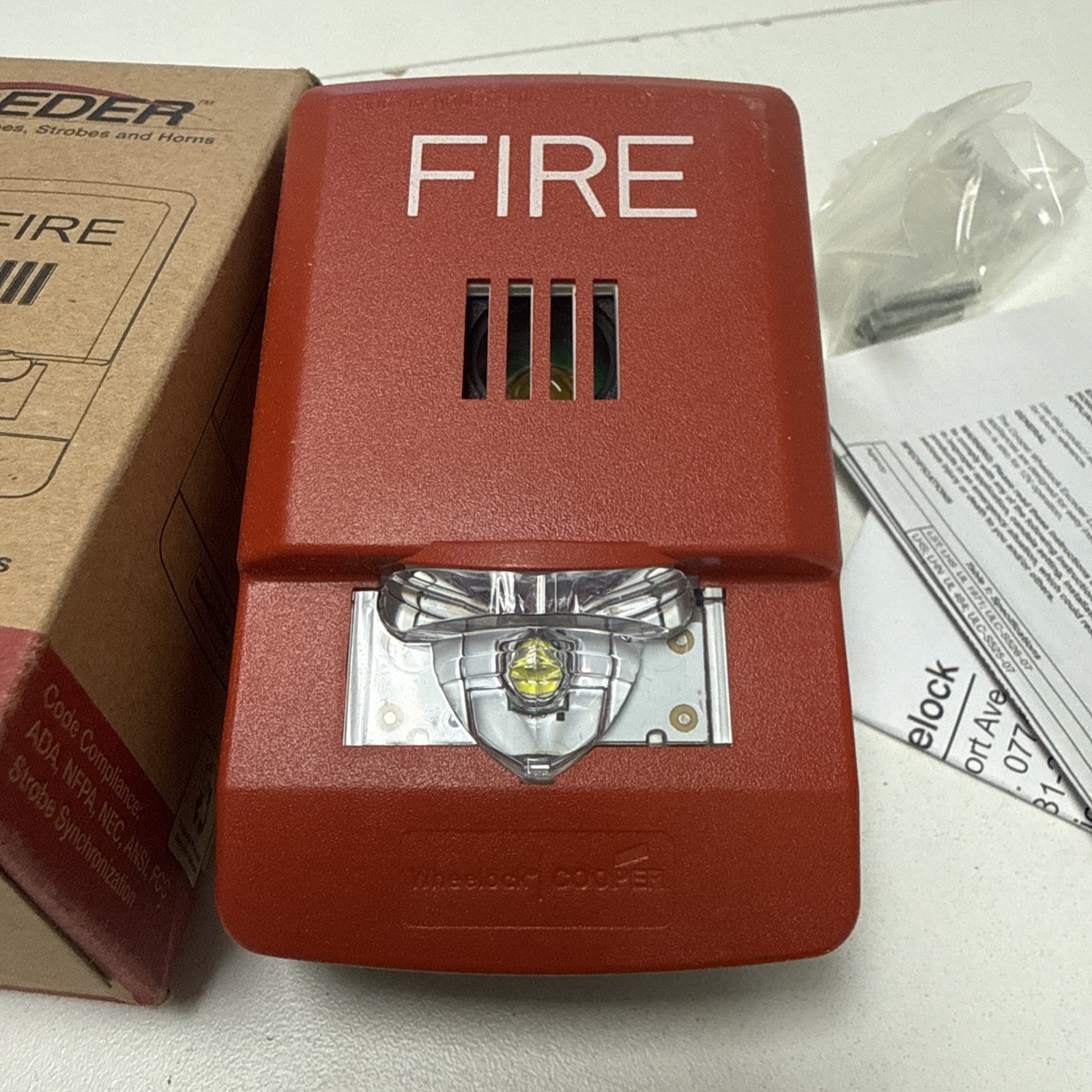 Wheelock LHSR LED Horn Strobe Fire Wall Red Surface 24V Multi-Candella