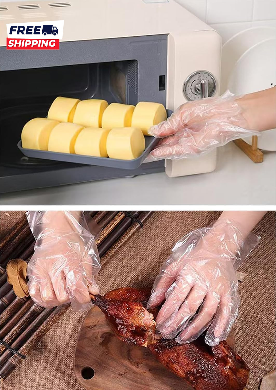 400 Count Disposable Poly Plastic Gloves for Cooking, Food Prep and Food Service