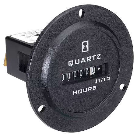 Trumeter 722-0004 Hour Meter, Round, Electromechanical, Non Resettable,