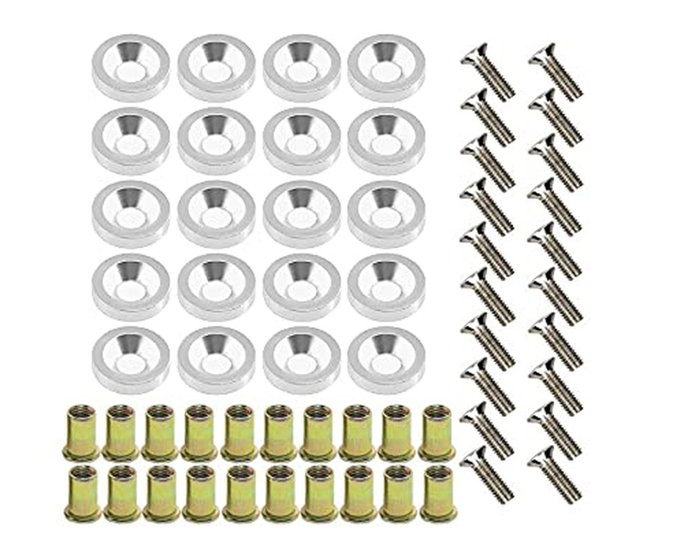 20PC CNC Fender Washer Bolt Rivet Nut Kit M6x20mm Aluminum Anodized Set