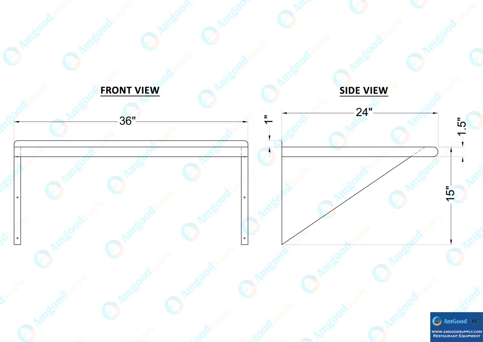 24 in. x 48 in. Stainless Steel Wall Shelf
