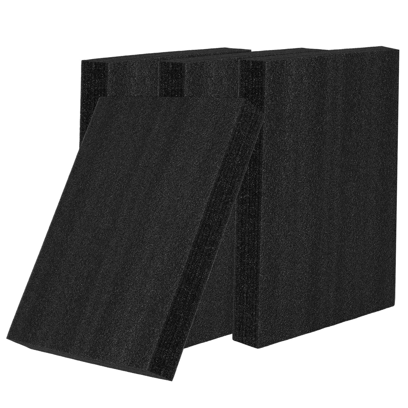 4 PCS 16x12x2 Inch Polyurethane Foam Inserts Black Craft Packing Case Sheets