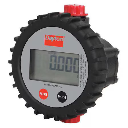 Dayton 32Zn65 Flowmeter, Digital, 1/2In, Fnpt, Lcd, 200 Cps