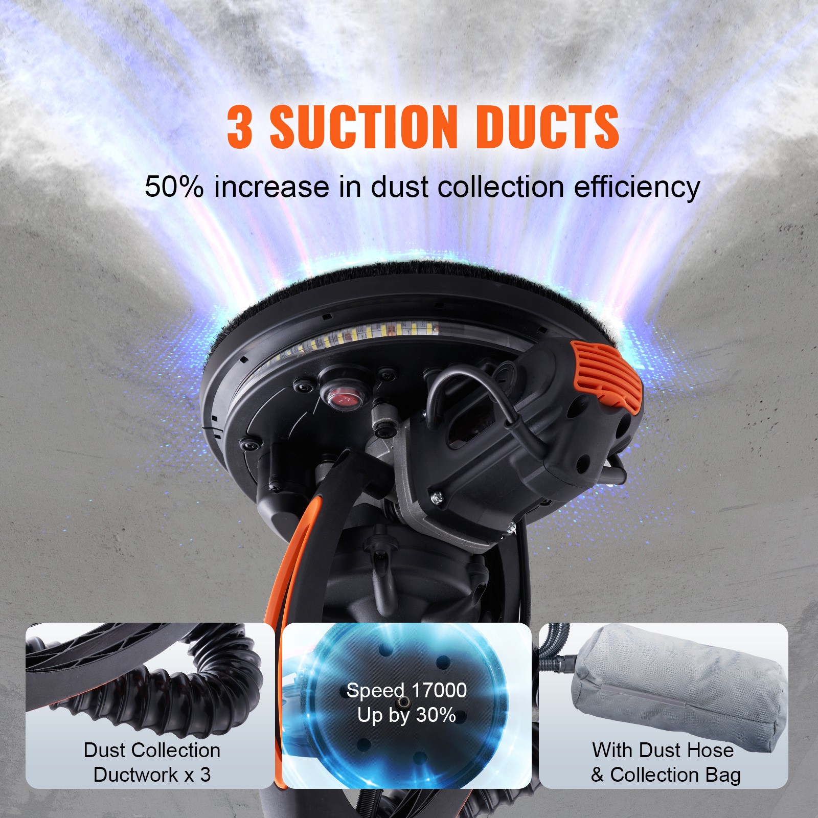 Uimoso 900W Drywall Sander with Adjustable Speed & Self-Suction System