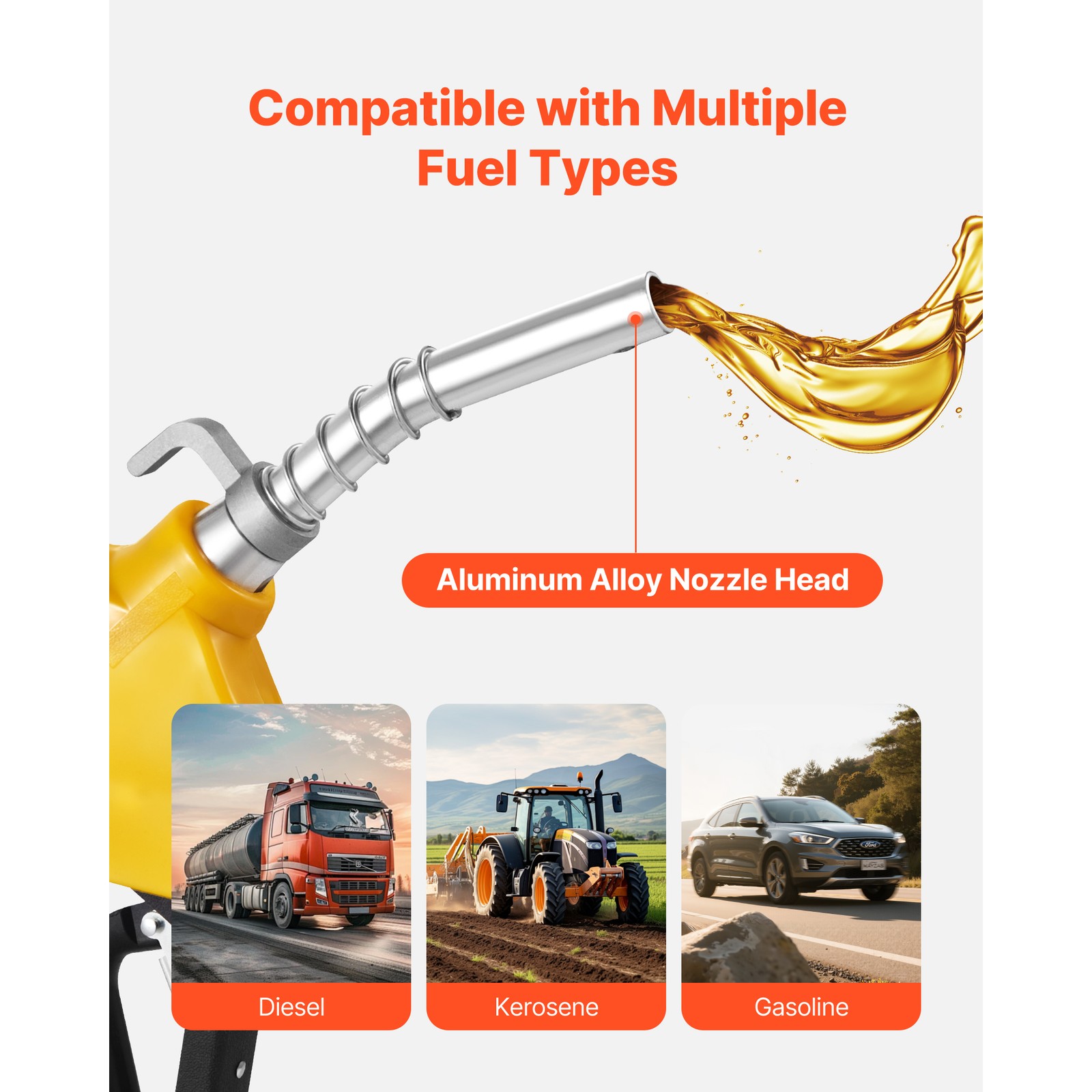 Uimoso 3/4 in NPT Automatic Fuel Nozzle 0.78 in Spout and Auto Shut-Off Feature