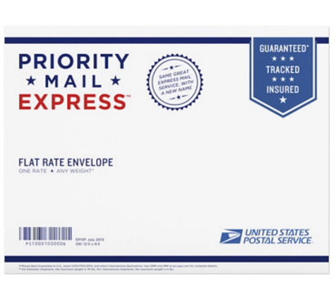 USPS Prepaid Express Priority Mail flat Rate Envelope