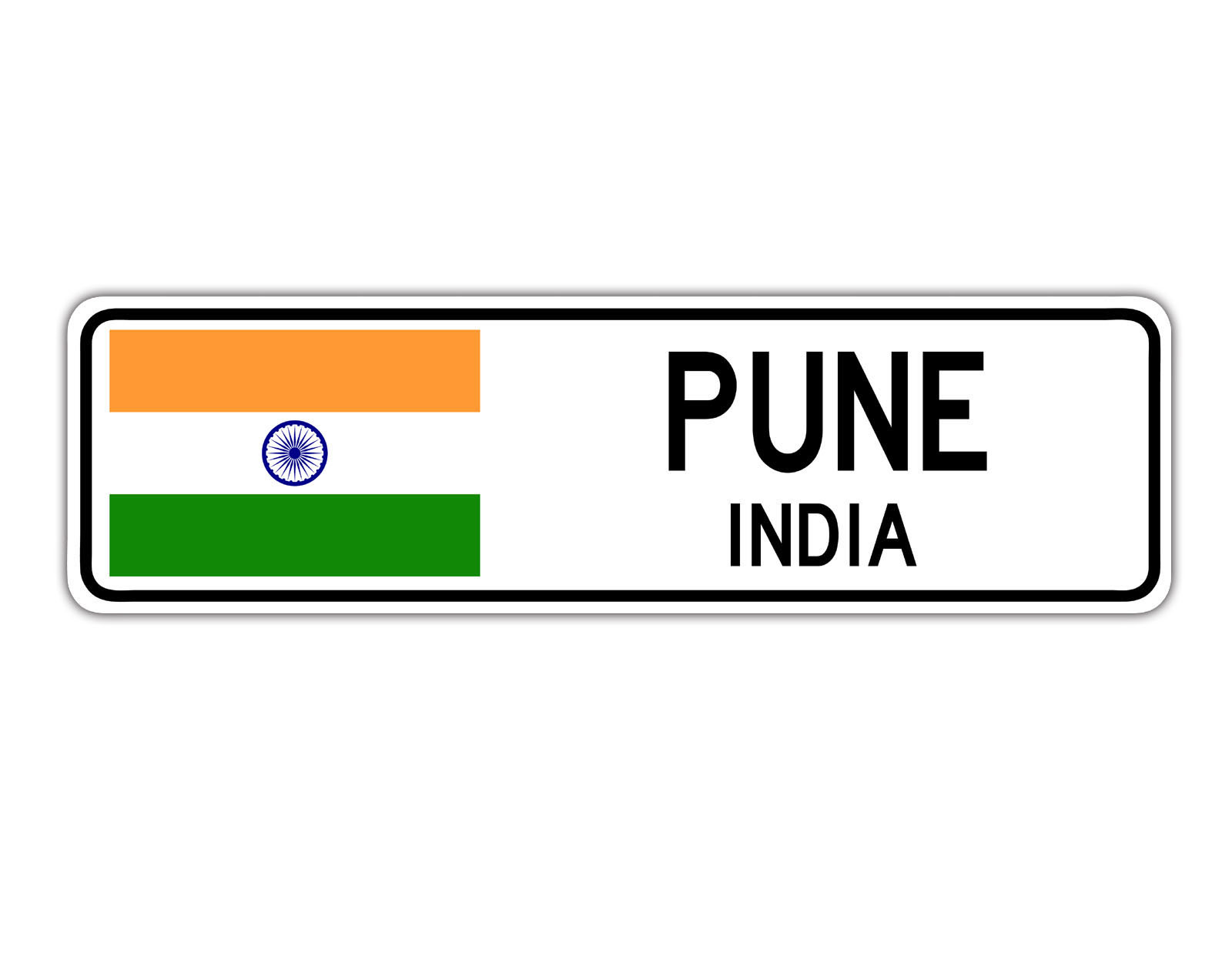 Pune, India Street Sign Indian Flag City Country Road Wall Gift