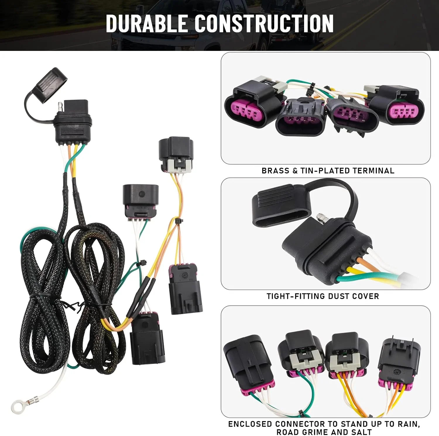 MECMO 4 Pin Trailer Wiring Harness for Chevrolet Equinox/GMC Terrain 2010-2017,