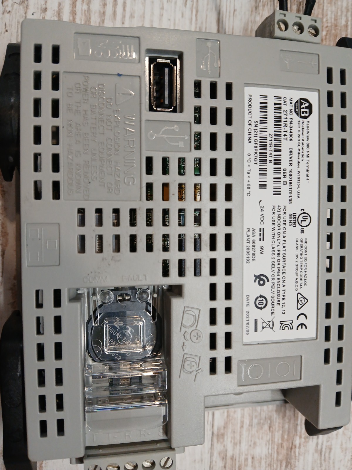 Allen-Bradley 2711R-T4T Ser B / PanelView 800 / 4″ HMI Operator Terminal Used