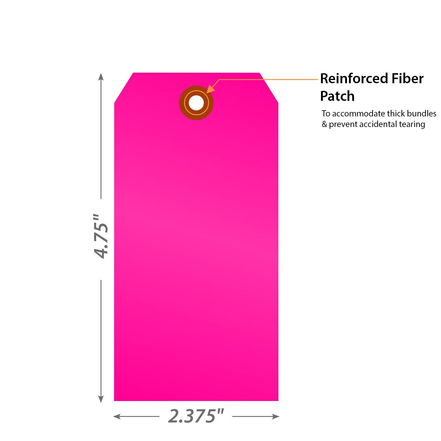 Fluorescent Pink Blank Tags with Pre-Punched Hole – 100-Pack 4.75″ x 2.375″ S…