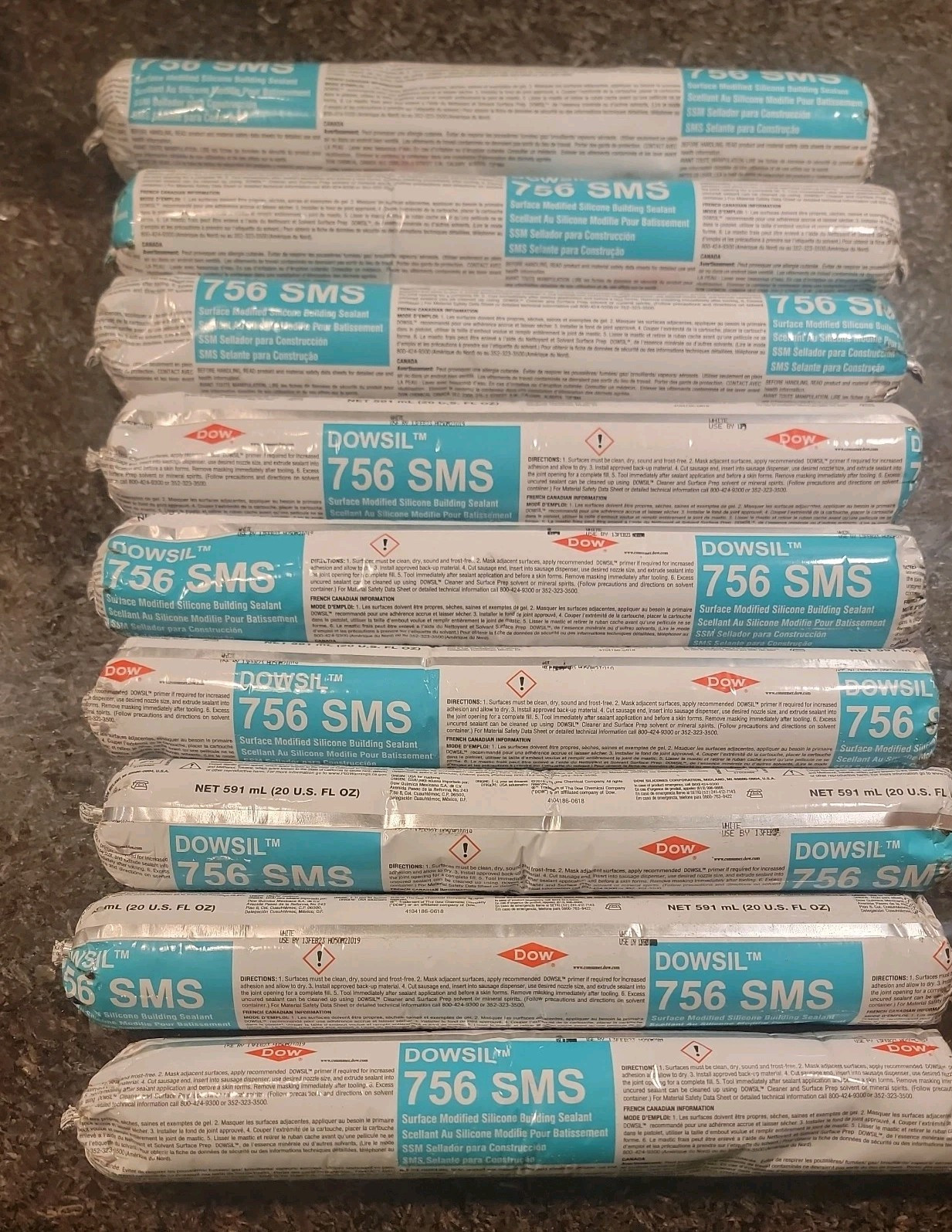 9 tubes Dowsil 756 Sausages white (Expired) sealant 20 oz tubes