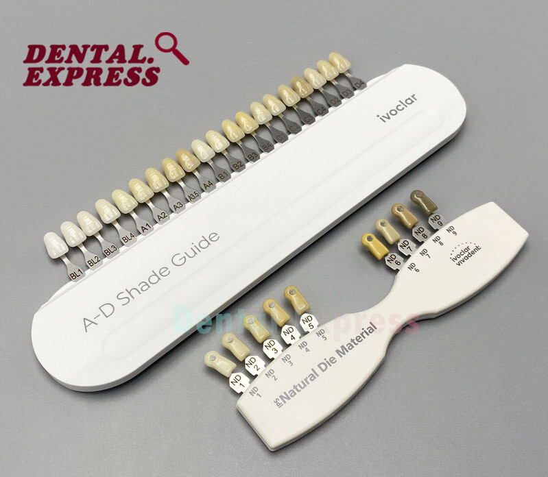 Ivoclar Vivadent Dental Shade Guide A-D 20 IPS or Natural Die ND1-9 Bleach Teeth