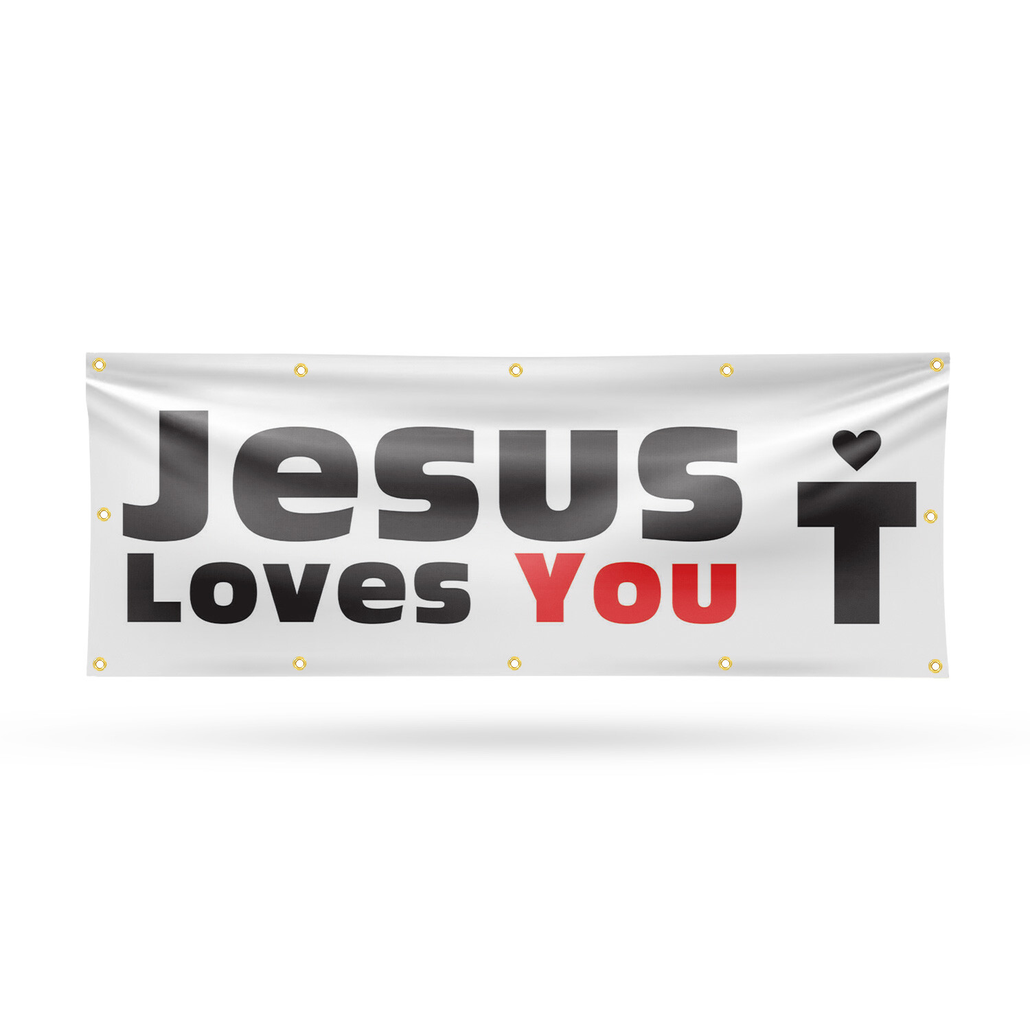 Jesus Loves You Vinyl Banner Sign with Metal Grommets Heavy-Duty Single-Sided