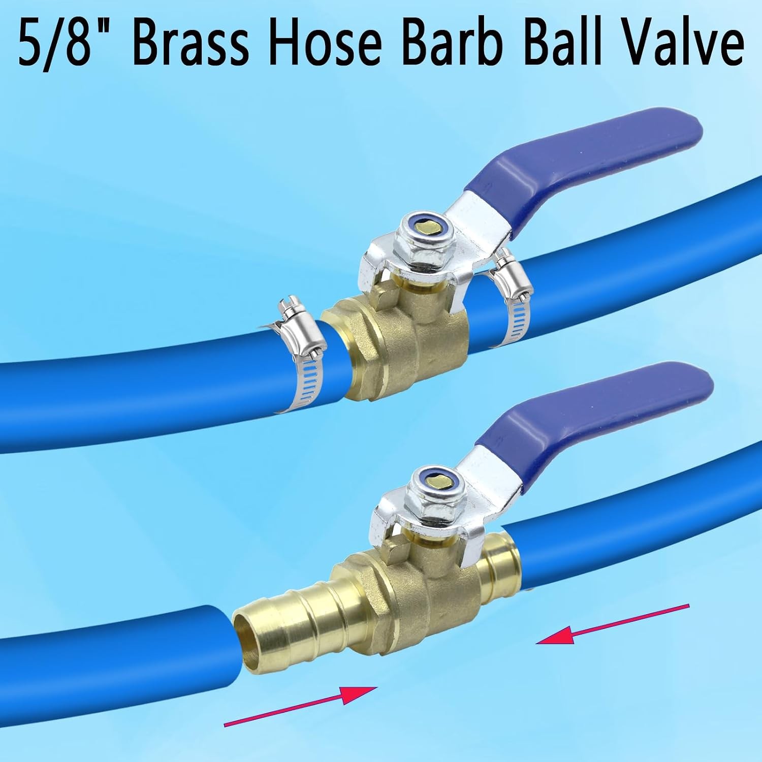 5/8» Brass Full Port Shut-off Ball Valve 2Pcs