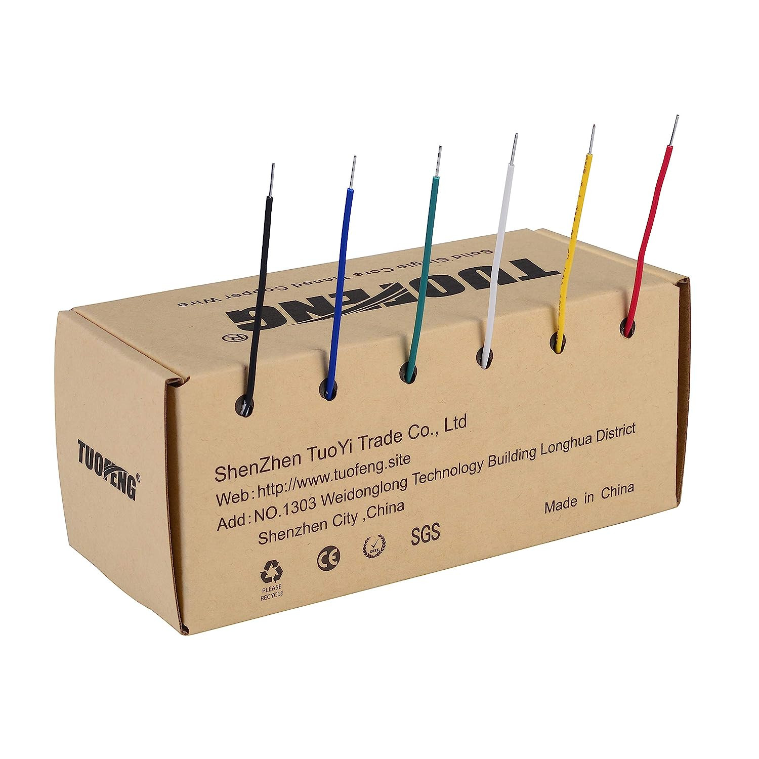 24 AWG Solid Core Wire Kit 6 Colors 30ft Each Tinned Copper PVC Hookup Wire