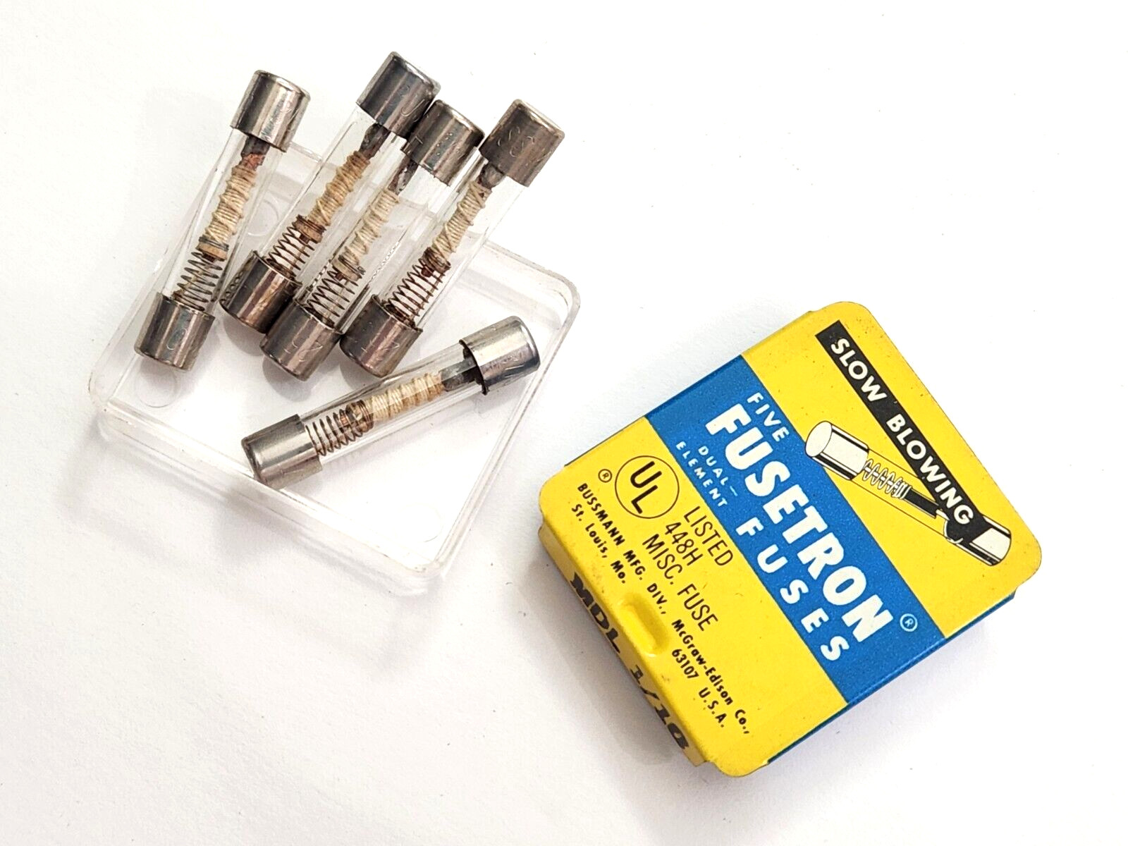 LOT OF 5 EACH MDL-1/10 BUSS BUSSMANN MDL 1/10 FUSES 250V 1/10A