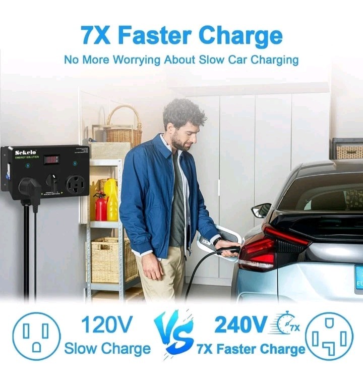 Manual EV Charging Switch for Dryer & EV, NEMA 14-30, 240V, 24A 5.76kW Max Po…
