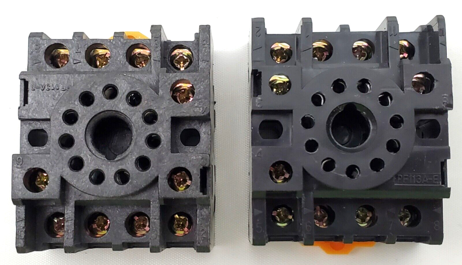 Lot of 2 Omron PF113A-E Track Mounted MK Relay Sockets 3PDT Din Rail Mount