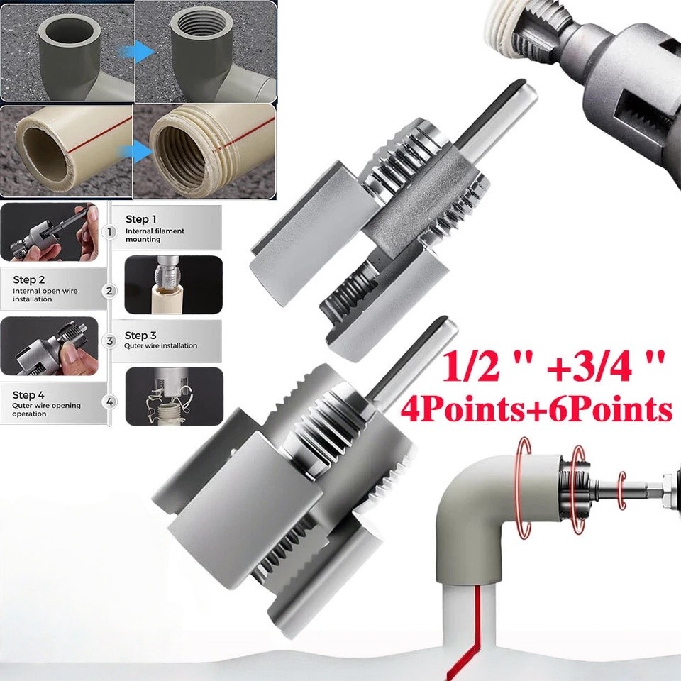 Dual Head Pipe Threading Tool 1/2″ & 3/4″ Internal & External Thread Cutter