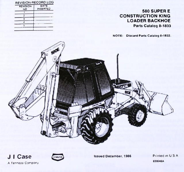 Case 580E 580Se 580 Super E Loader Backhoe Service Manual Parts Catalog Book