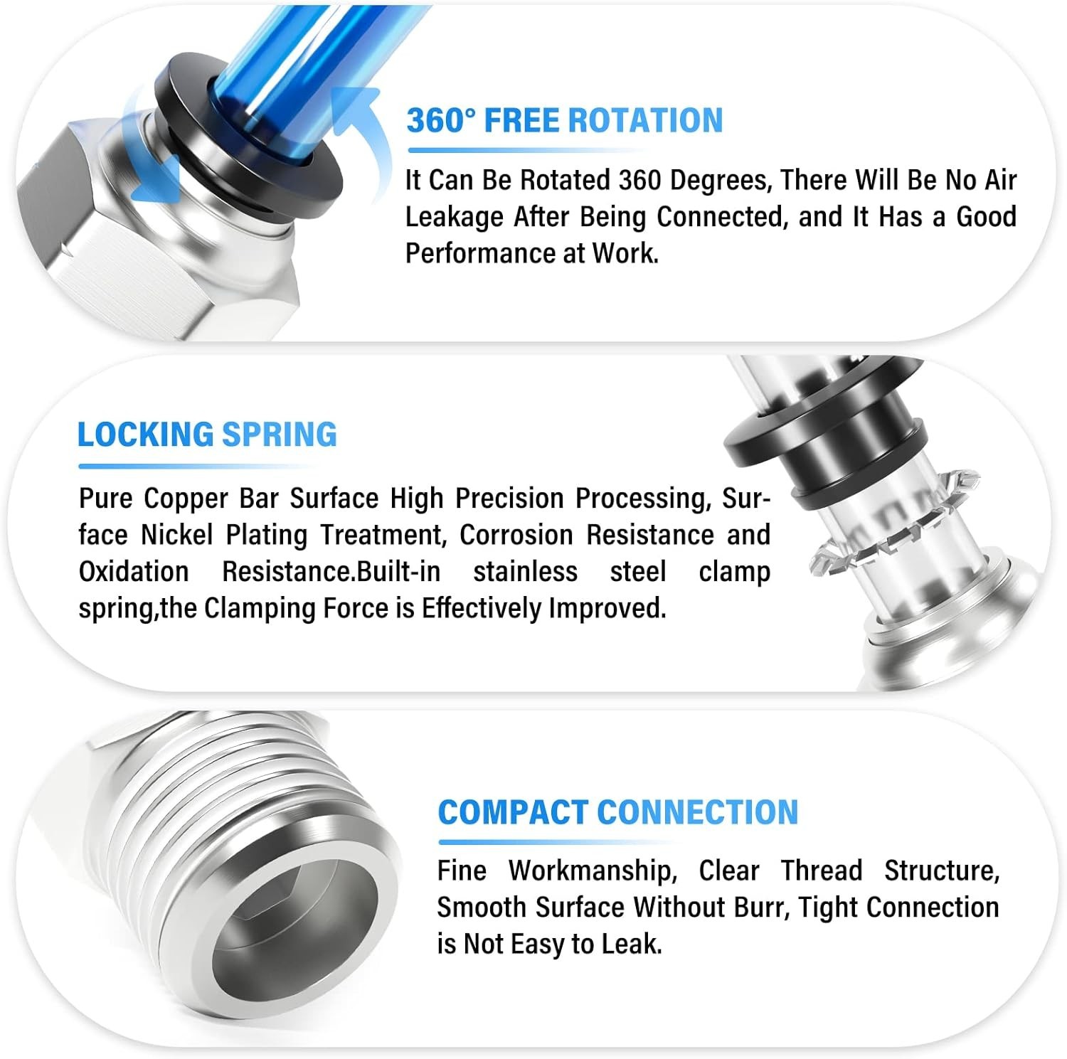 Durable Straight Push Fittings, Copper & Plastic, 5/16″ OD x 1/4″ NPT – 2 Pack