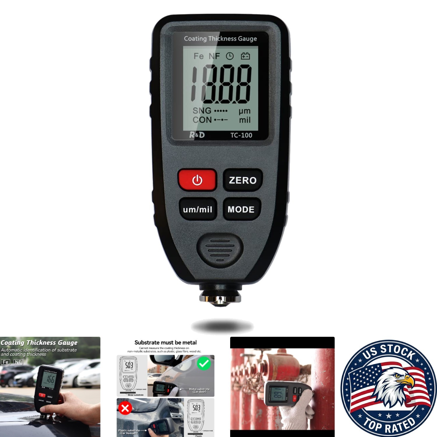 Auto Paint Thickness Gauge for Steel & Aluminum – Detect Hidden Repairs Easily