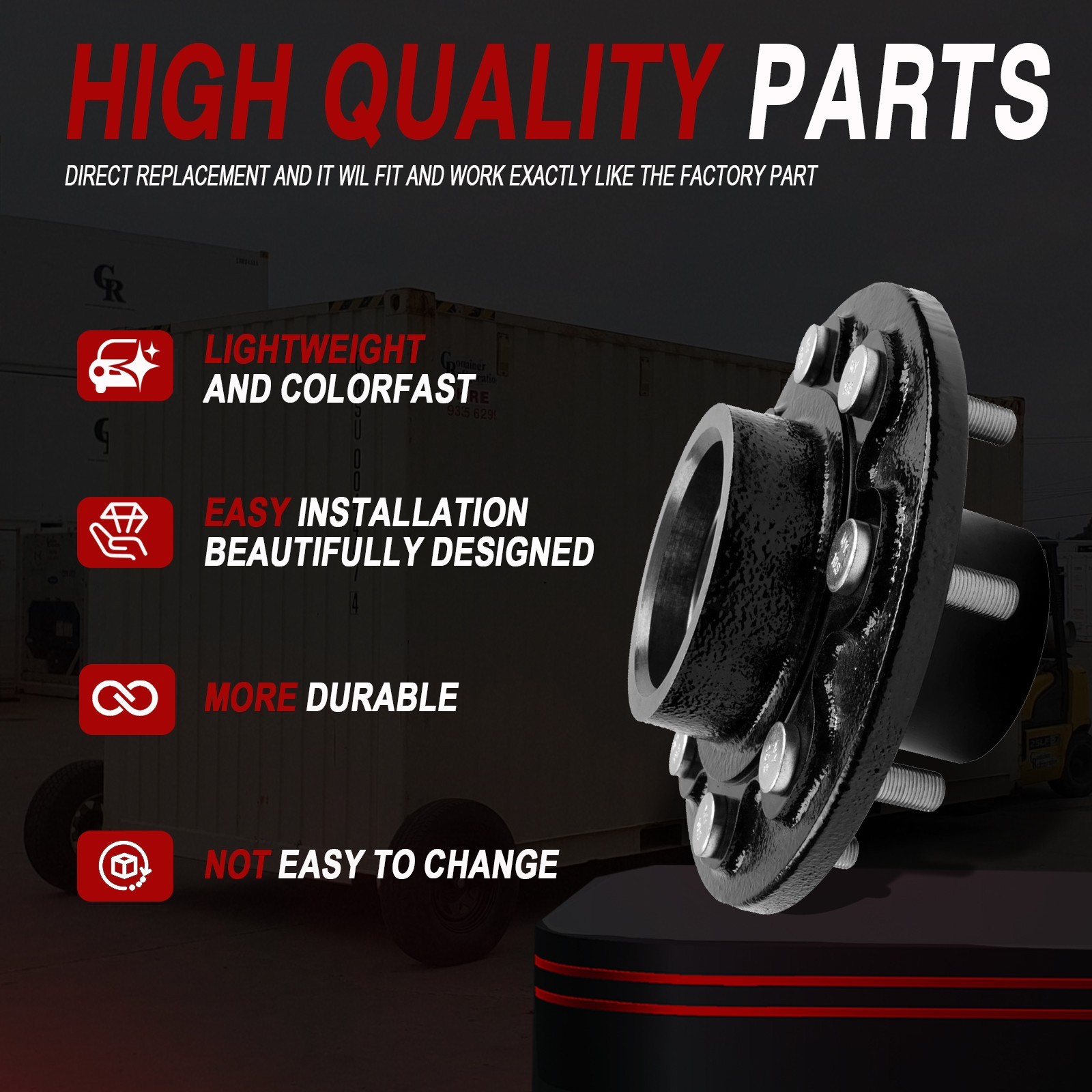 8 x 6.5 Lug Bolt On Wheels Fit For shipping Container Hub and Spindle Kit 8000LB