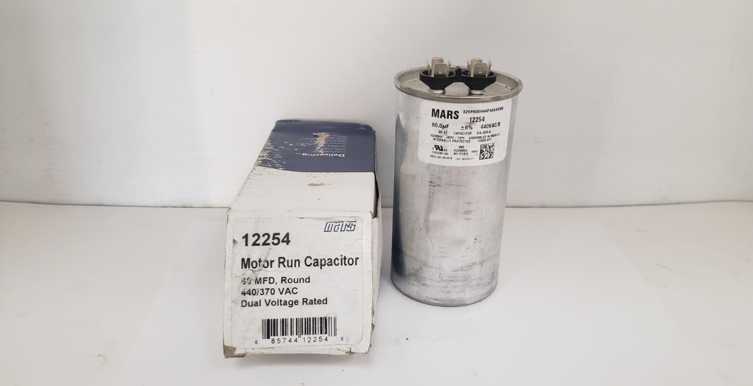MARS 12254 CAPACITOR, 60.0 uf, 440VAC/B, 50/60Hz, ROUND, NIB