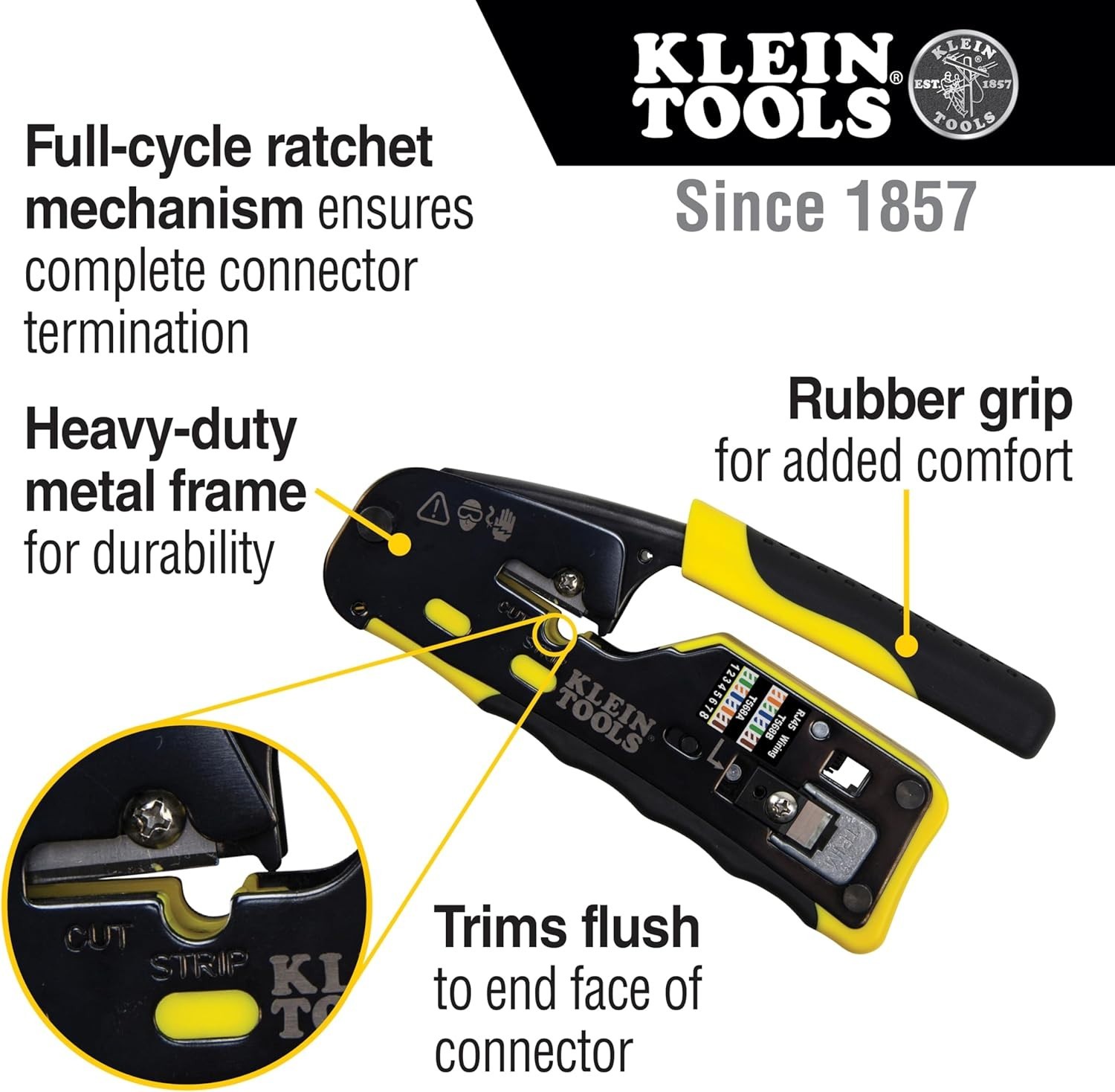 Data Cable Crimper Wire Stripper Cutter for RJ11 RJ12 RJ45 Pass-Thru Connectors